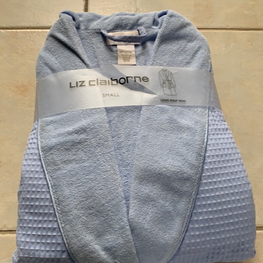 Liz Claiborne Long Wrap Robe (Blue, Small, New in Package)